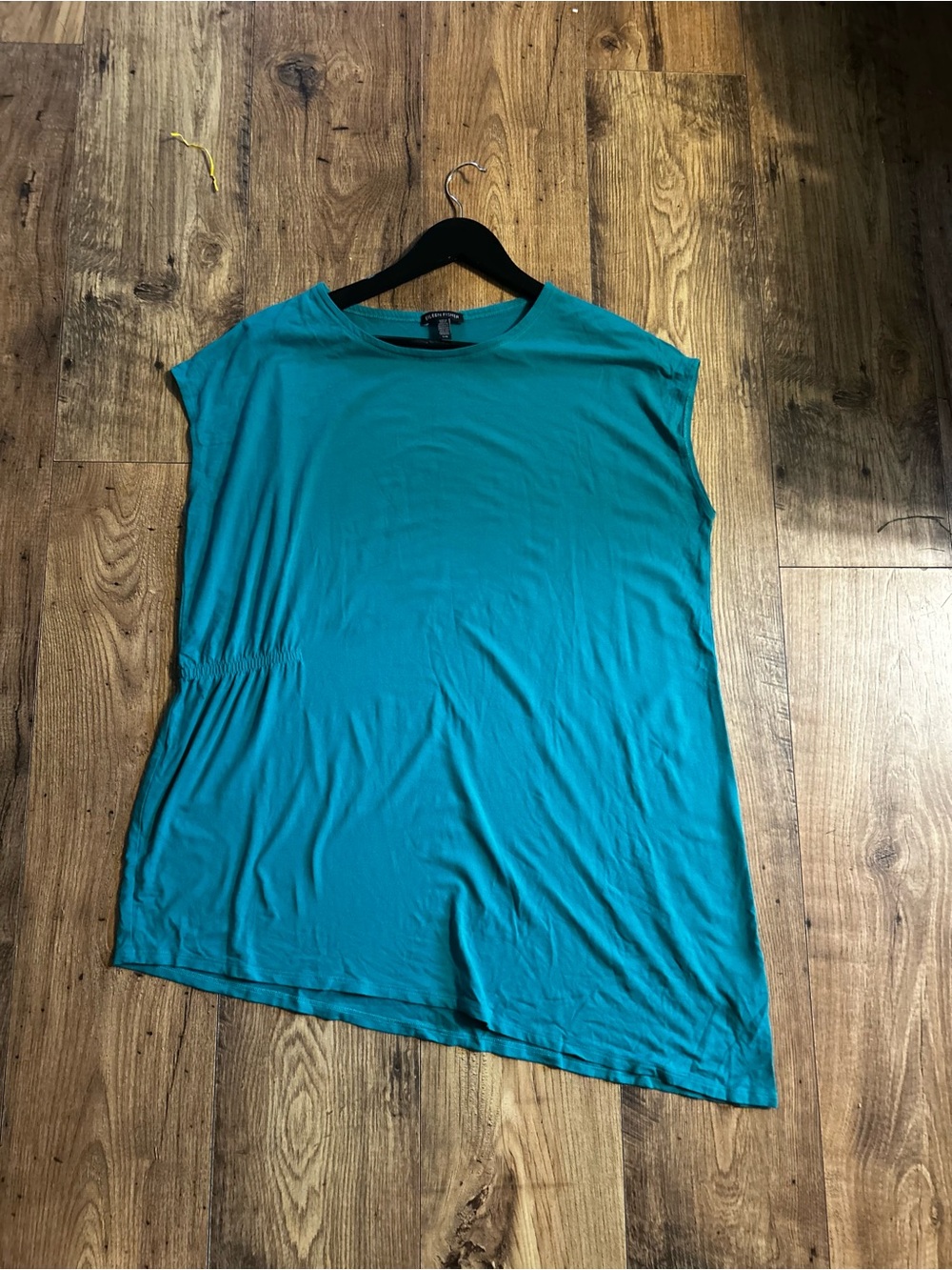 Eileen Fisher Teal Cap-Sleeve Asymmetric Tunic